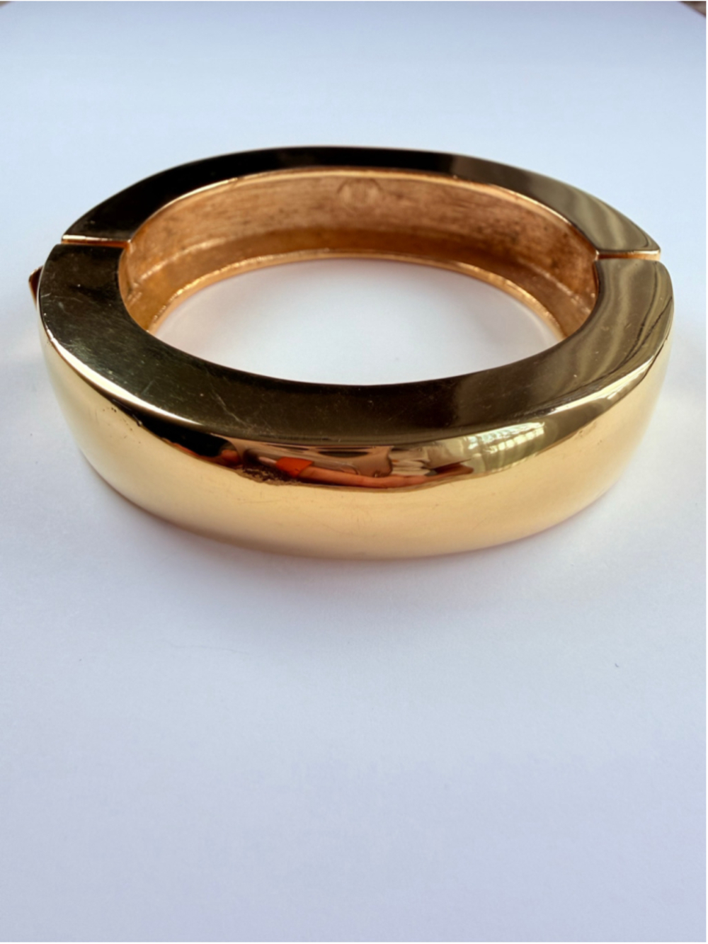 Givenchy Runway 4G Gold Tone Polish Hinged Chunky Heavy Vintage Bracelet 1990's